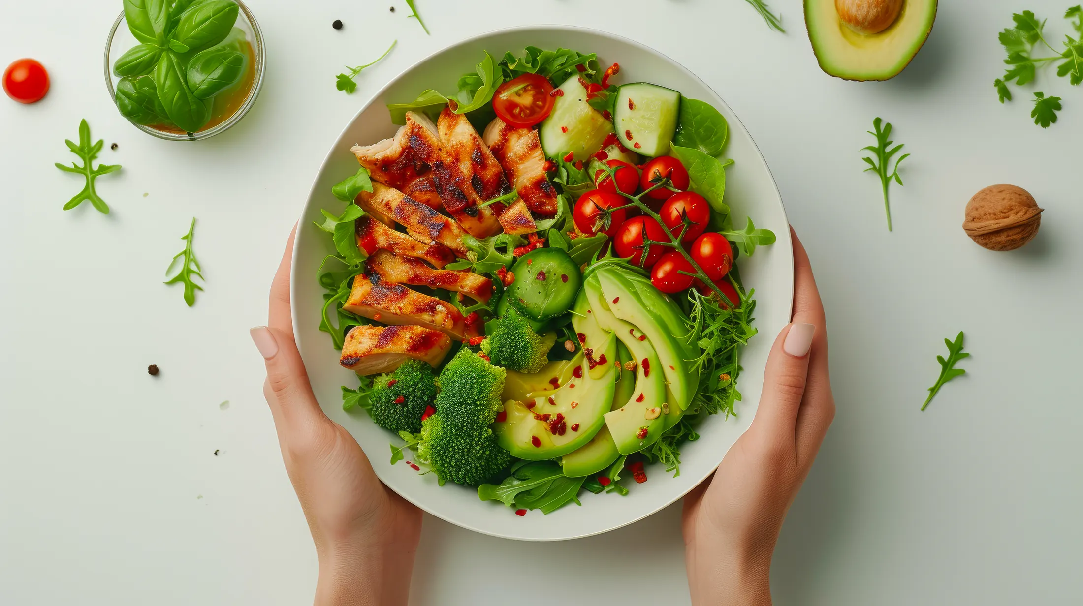 A varied selection of seasonal fruit and vegetables